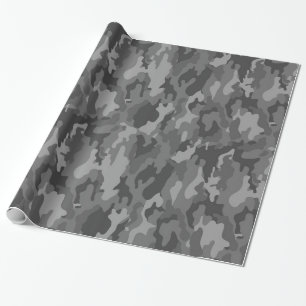 Armékamouflage (mörk - grå färg) som slår in presentpapper