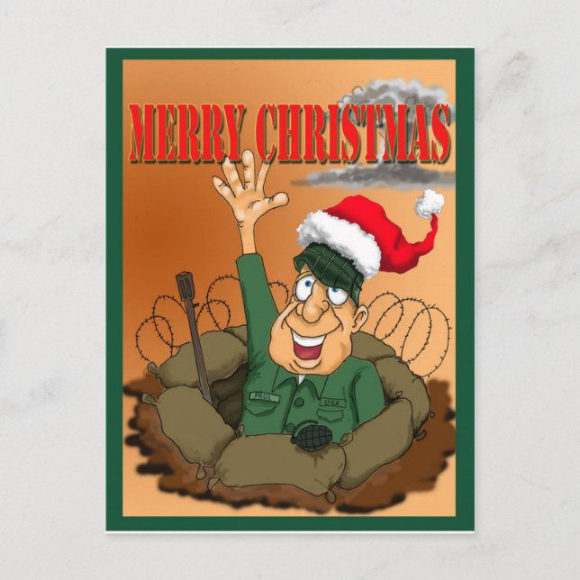 Arméman Wave med Santa Hat Helg Vykort (Framsida)