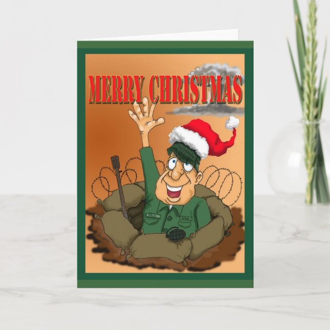 Arméman Wave med Santa Hat Helgkort (Framsida)
