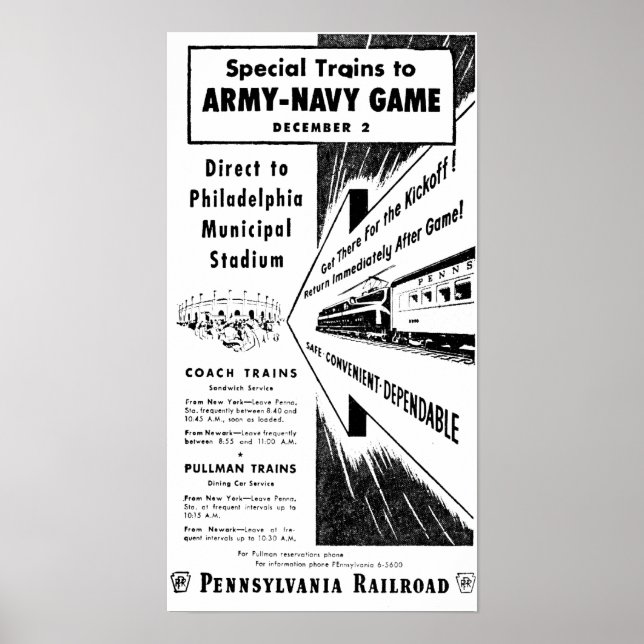 Armémarint spel via Pennsylvania Railroad Poster (Framsidan)