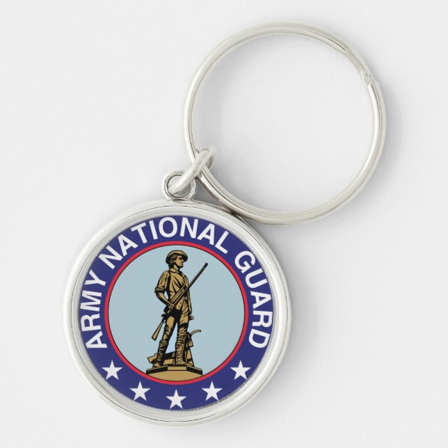 Armémedborgarevakt Keychain Rund Silverfärgad Nyckelring (Framsidan)
