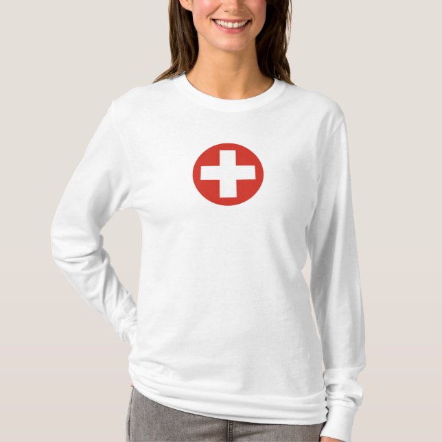 Armémilit av den schweiziska flagga roundel-symbol t shirt (Framsida)