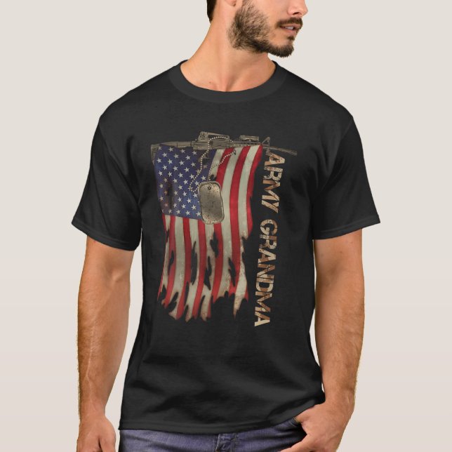 Armémormans militära veterans Retro US Flagga Camo T Shirt (Framsida)