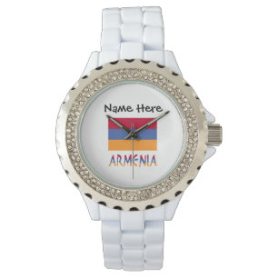 Armenia Armeniens flagga Svart Personalisering Armbandsur