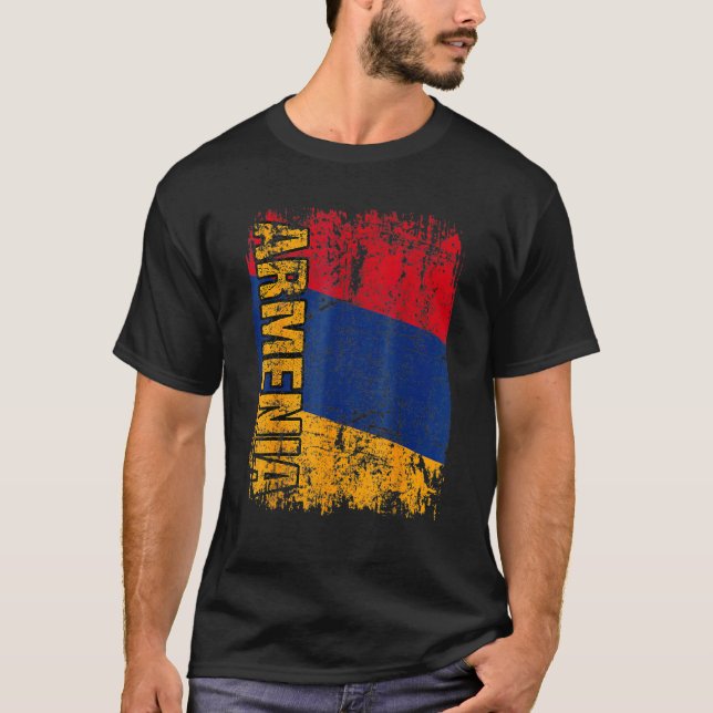 ARMENIA   Big Flag Vintage Distressed ARMENIA T Shirt (Framsida)