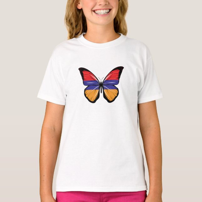 Armenia Butterfly Flagga T Shirt (Framsida)