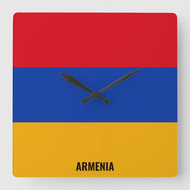 Armenia Flag Dazzling Patriotic Fyrkantig Klocka (Framsida)