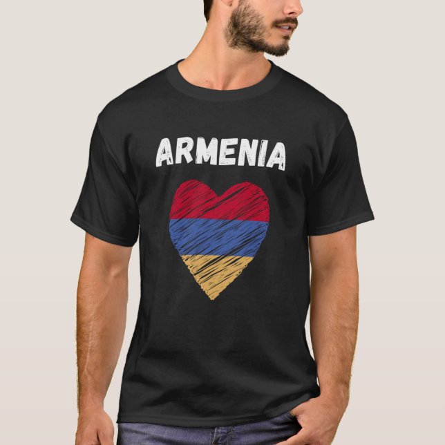 Armenia Flag Holiday Armenia Heart Armenian Flag T Shirt (Framsida)