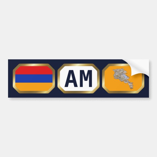 Armenia Flagga Code Bumper Sticker Bildekal (Framsidan)