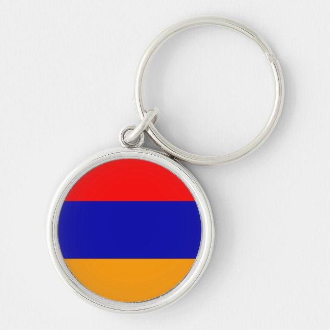 Armenia Flagga Keychain Rund Silverfärgad Nyckelring (Framsidan)