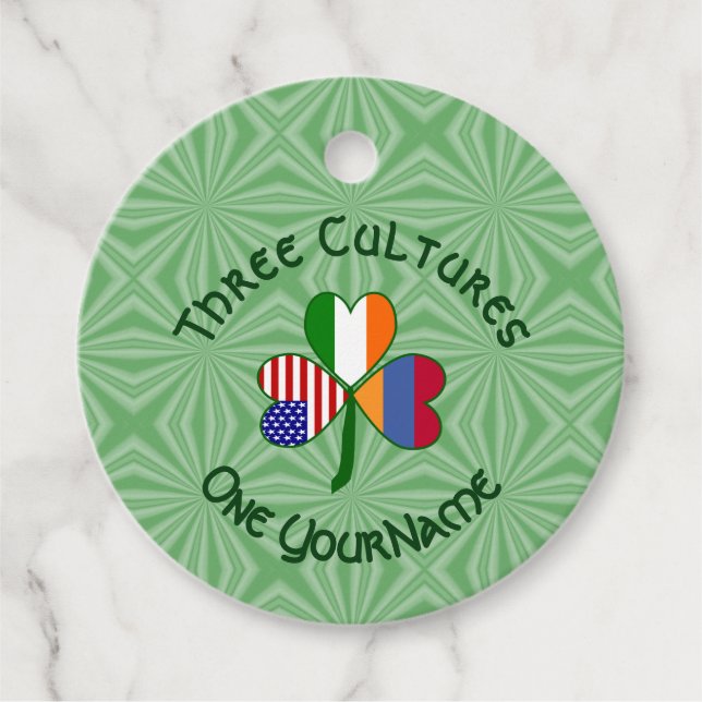 Armenia Ireland USA Shamrock Flagga Personalize Gåvor Etiketter (Framsida)