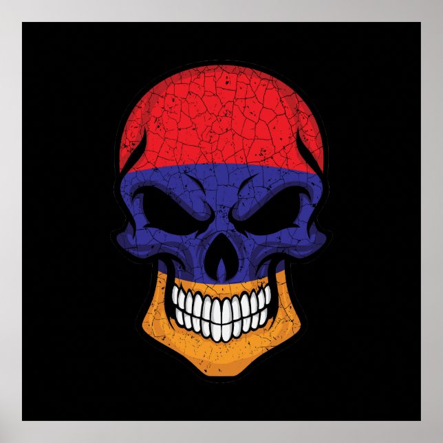 Armenia Smiling Skull Flagga Poster (Framsidan)