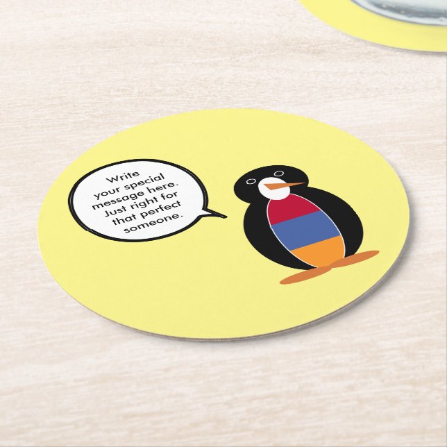 Armenia Talking Penguin Personlig Underlägg Papper Rund (Vinklad)