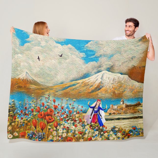 Armenian Flower Girl Fleece Blanket (På plats)