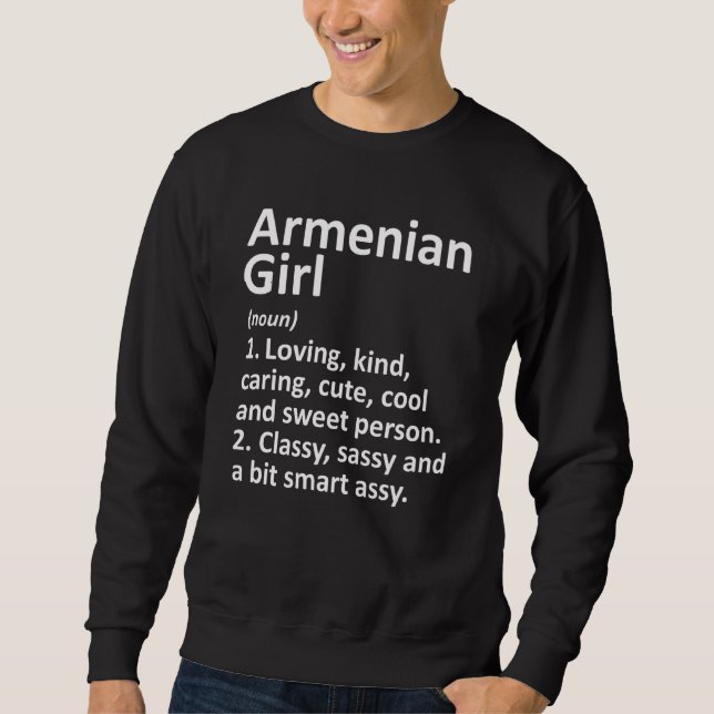 Armenian Girl Armenia Funny Land Home Roots De Lång Ärmad Tröja (Framsida)