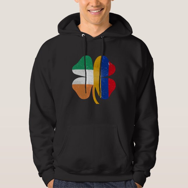 Armenian Irish Shamrock Armenia Ireland St Patrick Hoodie (Framsida)