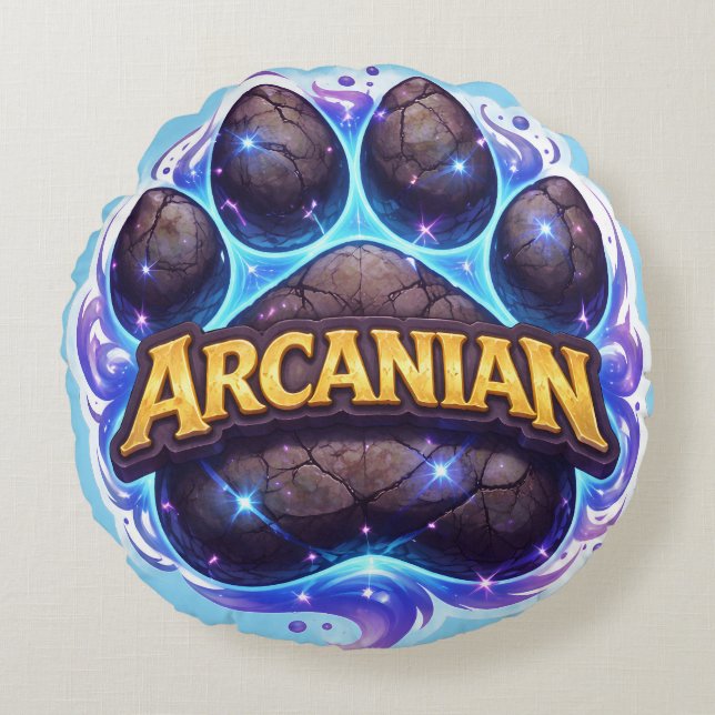 Armenian Mystic paw print round throw pillow Rund Kudde (Framsidan)