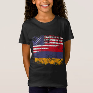 ARMENIAN ROOTS Halamerikanska Flagga USA ARMENIA F T Shirt