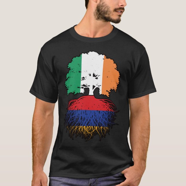 Armenien Armenien Irish Ireland Träd Roots Flagga T Shirt (Framsida)