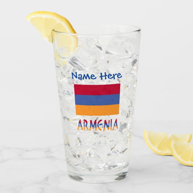 Armenien Armeniens flagga Blå Personalisering  Glaskopp (Framsida Ice)