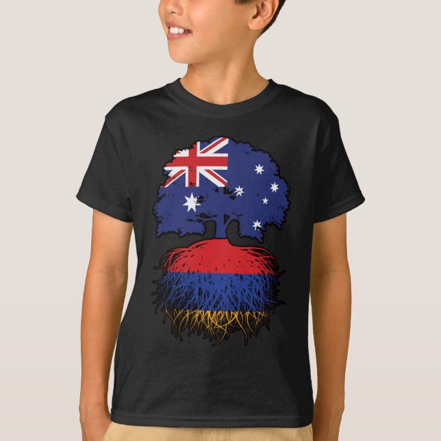 Armenien Armeniska australiska Australiska Träd-rö T Shirt (Framsida)