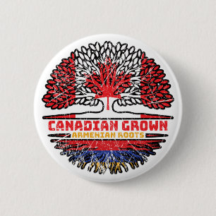 Armenien Canadian Canada Träd Roots Flagga Knapp