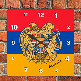 Armenien Clock, patriotiskt hem, Armeniska Flagga Fyrkantig Klocka