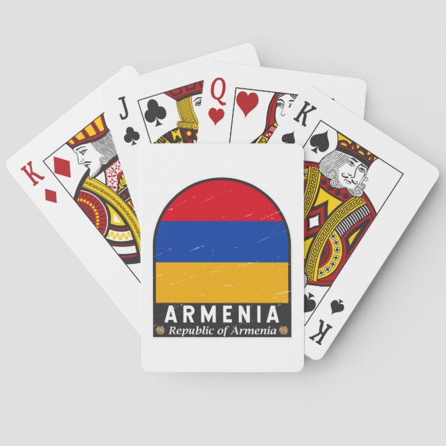 Armenien Flagga Emblem Distress Vintage Casinokort (Baksidan)