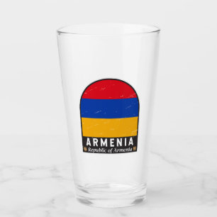 Armenien Flagga Emblem Distress Vintage Glaskopp