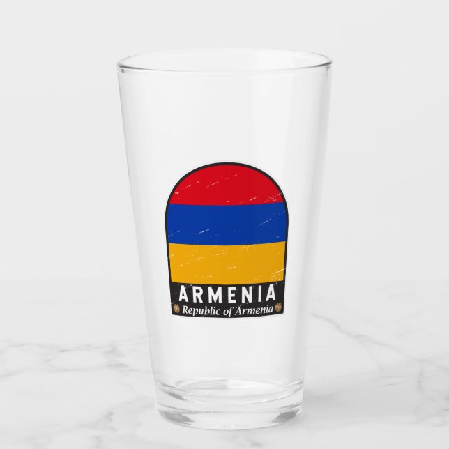 Armenien Flagga Emblem Distress Vintage Glaskopp (Framsida)