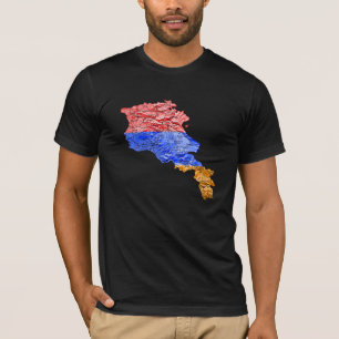 Armenien Flagga Färg Kart T-Shirt