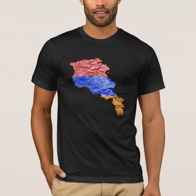 Armenien Flagga Färg Kart T-Shirt (Framsida)