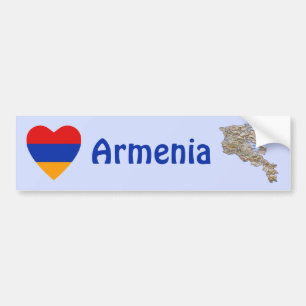 Armenien Flagga Hjärta + Karta Bildäckslapp Bildekal