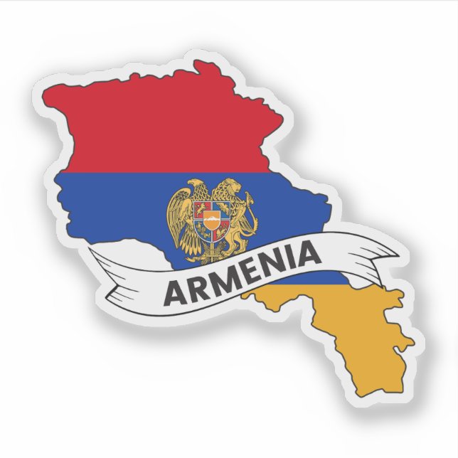 Armenien Flagga Karta Klistermärken (Framsida)