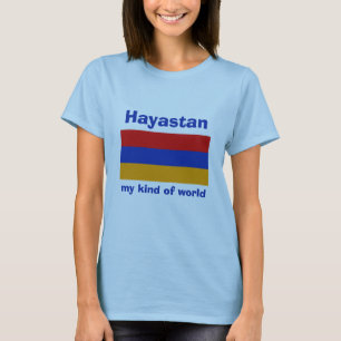 Armenien Flagga + Karta + Text T-Shirt