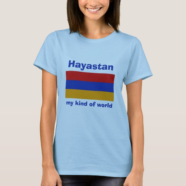 Armenien Flagga + Karta + Text T-Shirt (Framsida)