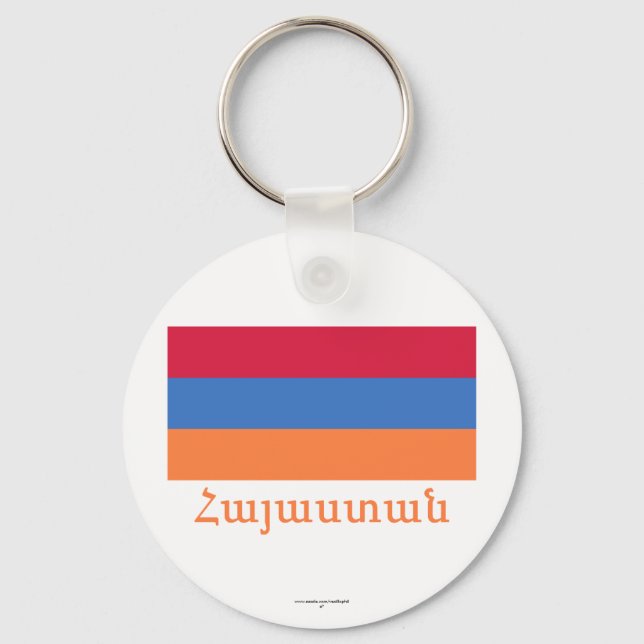 Armenien Flagga med Namn i Armenien Nyckelring (Framsida)