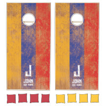 Armenien Flagga Namn och Monogram Wood