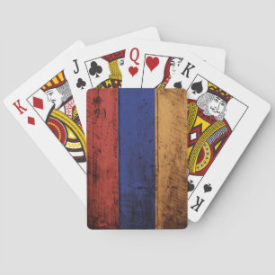 Armenien flagga på gammalt Wood korn Kortlek