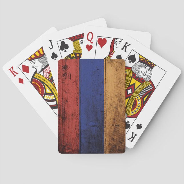 Armenien flagga på gammalt Wood korn Kortlek (Baksidan)
