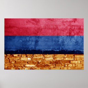 Armenien flagga på väggen poster