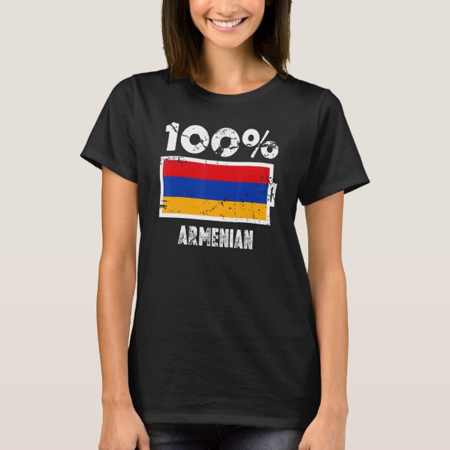 Armenien Flagga Support 100 Armeniskt batteri T Shirt (Framsida)