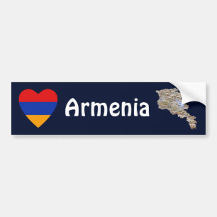 Armenien flaggahjärta + Kartabildekal Bildekal