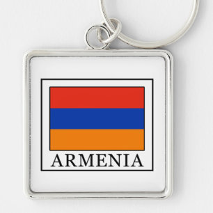 Armenien Fyrkantig Silverfärgad Nyckelring