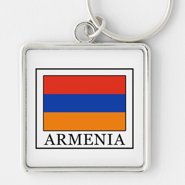 Armenien Fyrkantig Silverfärgad Nyckelring (Framsidan)