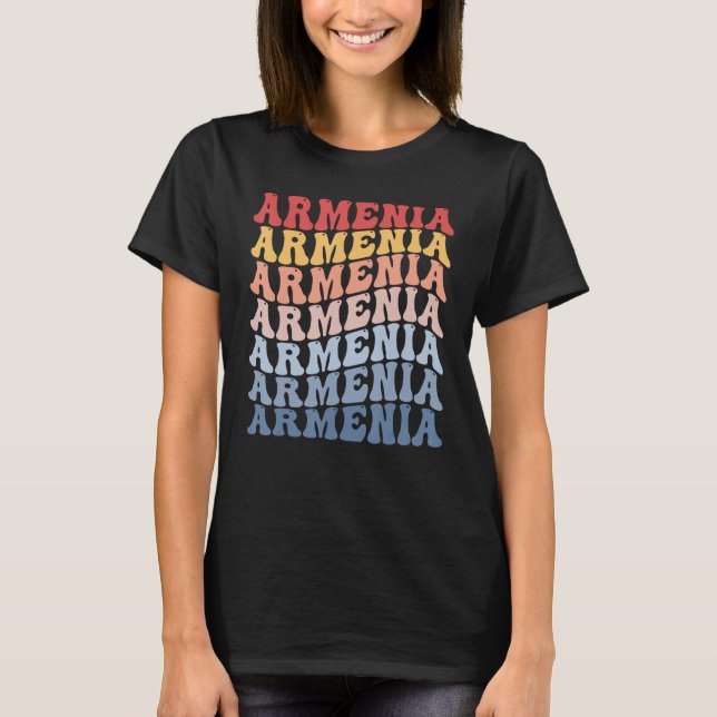 Armenien Groovy Retro Armenisk T Shirt (Framsida)