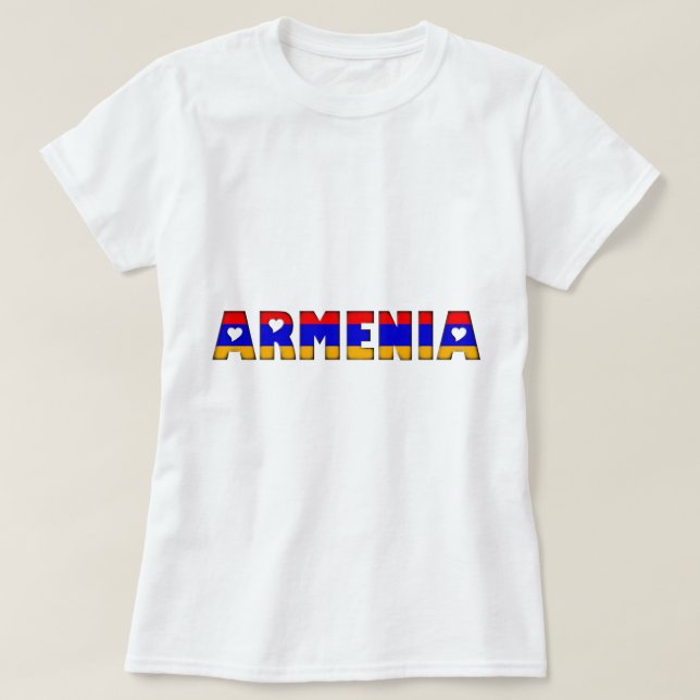 Armenien Hearts Typography Land Flagga T Shirt (Design framsida)