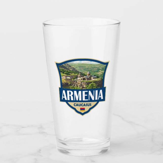 Armenien Illustration Retro Badge Glaskopp (Framsida)