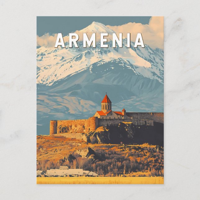 Armenien Illustration Travel Art Vintage Vykort (Framsida)