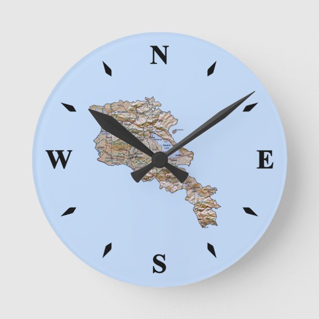 Armenien Karta Clock Rund Klocka (Framsida)